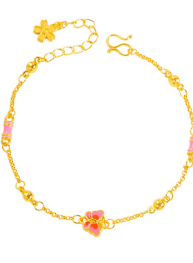 金店同款沙金烧蓝珐琅彩幻彩梦蝶手链女小众甜美个性招财蝴蝶轻奢