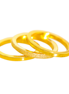 越南沙金不掉色三生三世戒指满天星素圈喷砂食指戒男女情侣款防金