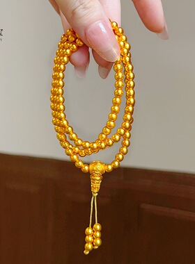 金店同款古法越南沙金六字箴言三通流苏佛珠手串珠三圈手链送女友