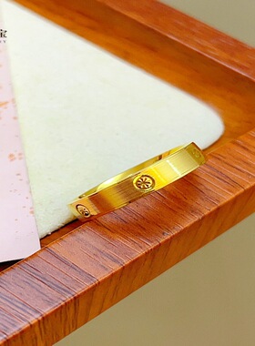 沙金999米字车花螺丝纹拉丝素圈戒指男女情侣对戒时尚简约送礼物