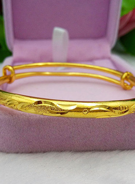 越南沙金圆肚满天星手镯古法金推拉满天星款仿金手环手饰金店款