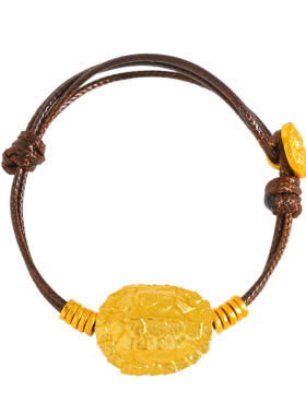 金店同款沙金黄财神富甲一方盘缠手绳手工编织时尚龟壳手链手