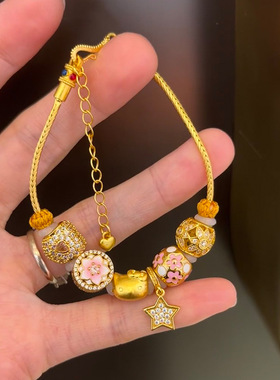 越南沙金古法沙金万能蛇骨手链手工手串配件路路通盘缠串珠手链女