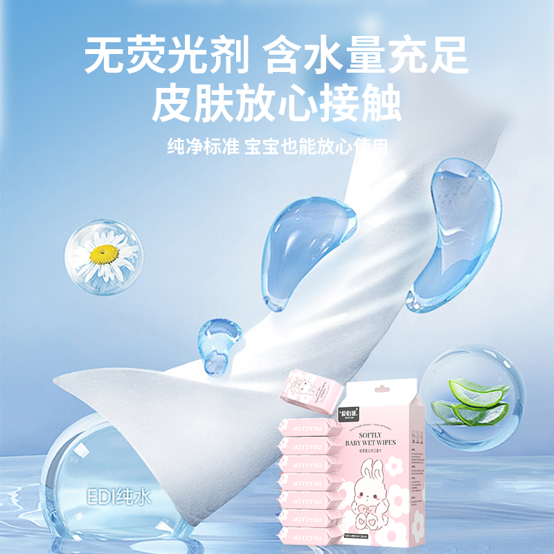 爱怡优迷你湿巾小包便携清洁湿纸巾婴儿擦手口新生儿宝宝用实惠装