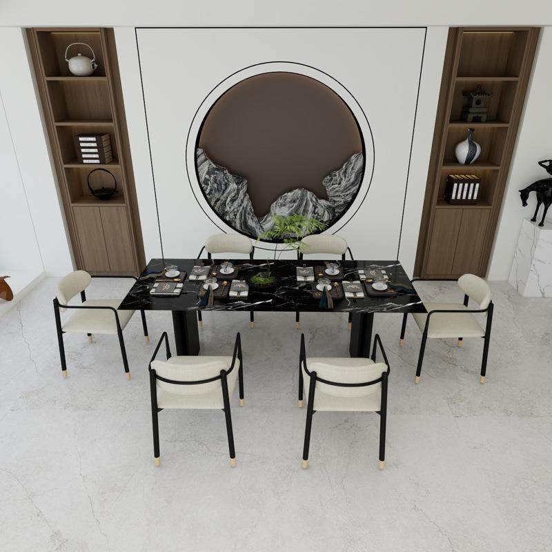 轻奢大理石餐桌长方形新中式实木餐桌椅组合家用饭桌岩板现代简约,淘宝优惠券,粉丝福利购,淘宝优惠卷