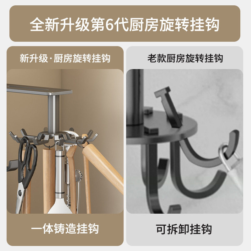 厨房旋转挂钩免打孔壁挂式十爪转角锅铲勺子厨具收纳架挂架置物架,淘宝优惠券,粉丝福利购,淘宝优惠卷