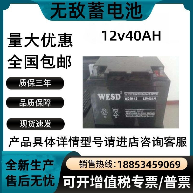 WESD蓄电池WD100-12/12V100AHv7A12A17A24A38A40A65A消防机房 - 图1