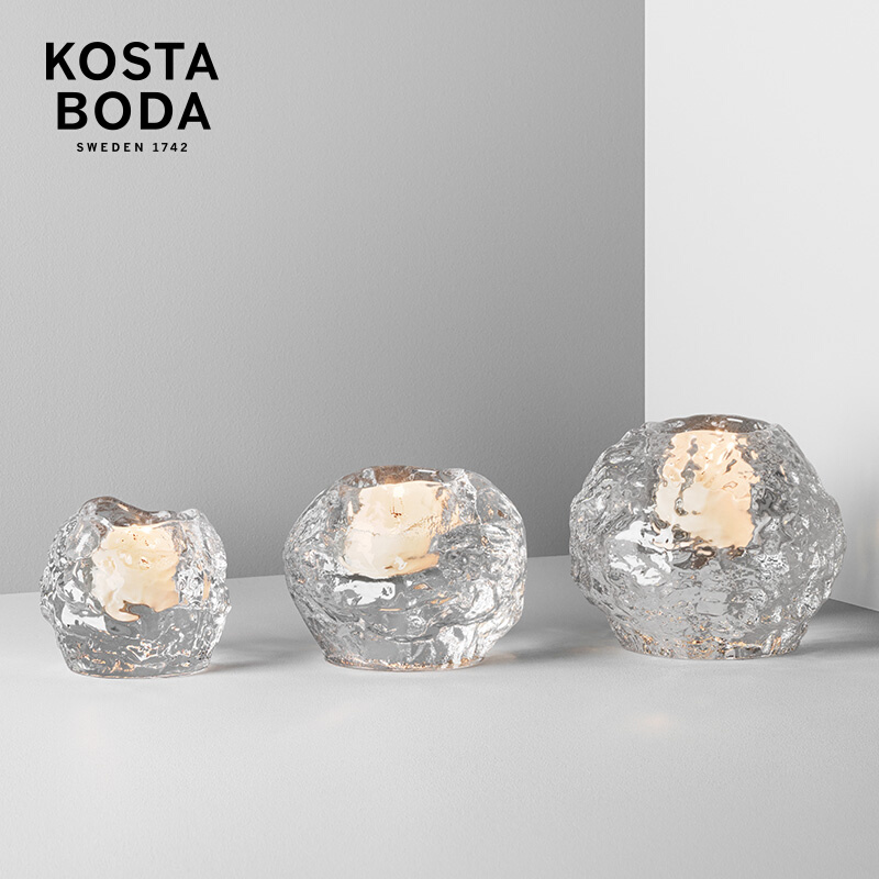 瑞典kosta boda Snowball创意烛台 精致冰晶球烛台 精致摆件 - 图0