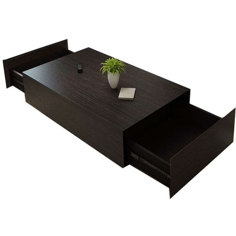 新款现代简约茶几黑色橡木纹大小户型客厅长方形储物创意茶桌