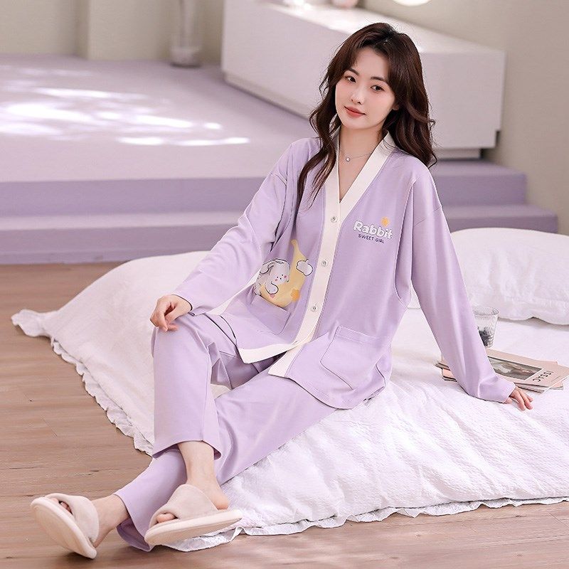 孕妇睡衣夏季纯棉怀孕期专用产后月子服春秋纯棉产妇哺乳薄款套装,淘宝优惠券,粉丝福利购,淘宝优惠卷