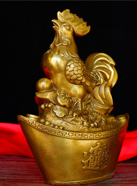 开运纯铜十二生肖鸡猴鼠牛虎兔龙蛇马羊狗猪摆件 元宝鸡家居摆件