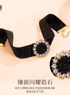 百搭脖链脖子上的绑带饰品女锁骨链颈链黑色项圈颈带2021年新款潮