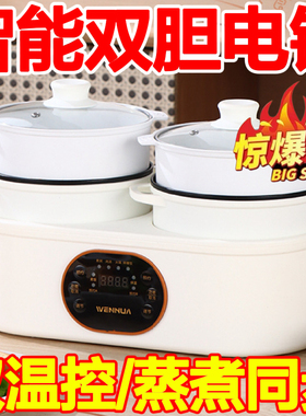 德国双胆电饭煲智能控温不串味定时蒸煮锅预约不粘可取内胆电煮锅