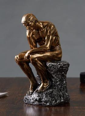 创意人物雕塑思考者沉思者摆件客厅书房样板房办公室装饰品小摆设