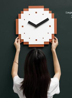 wozoom屋准免打孔创意像素钟表客厅家用挂钟时尚2025新款装饰时钟