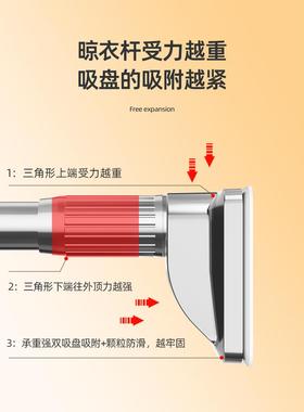 挂阳台免打孔晾衣杆单个装凉衣捍伸缩晾衣架晾晒杆子衣杆一根之新