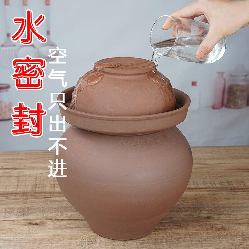 带内盖泡菜坛子土陶家用加厚四川泡菜坛老式大号陶瓷8腌菜坛酸菜-图2