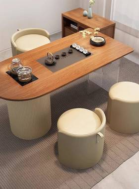 0J新中式实木茶台茶桌椅组合亚克力阳台现代简约小户型家用泡茶桌