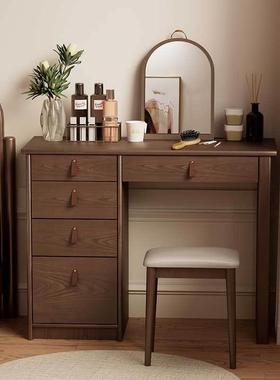 梳妆台实木全木梳妆桌斗柜一体小户型化妆柜复古卧室收纳柜梳妆凳
