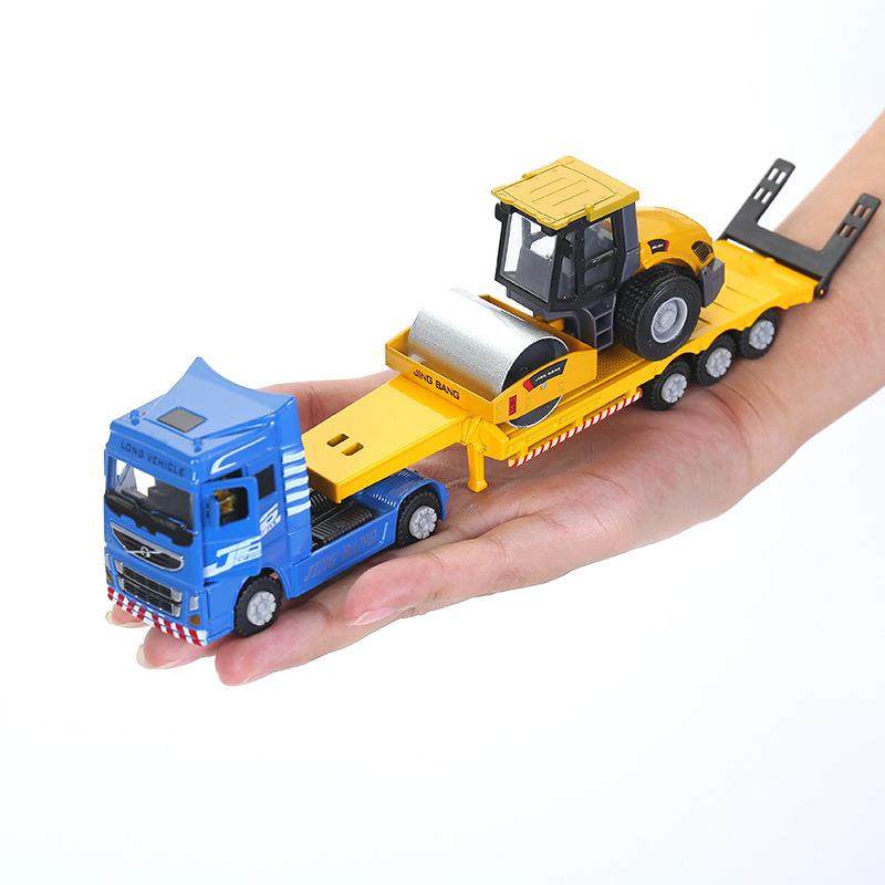 精邦1:60合金工程车模型平台拖车带挖掘机压路机套装拖挂运输车,淘宝优惠券,粉丝福利购,淘宝优惠卷