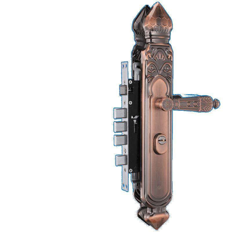 防盗门锁套装通用型家用入户门双开大门机械锁老式红古铜面板把手,淘宝优惠券,粉丝福利购,淘宝优惠卷