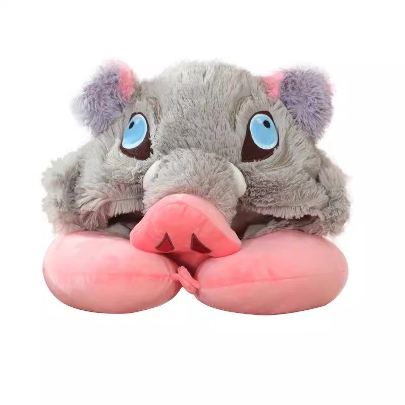 平伊之助猪头帽子u型枕头鬼灭之刃周边连帽护颈枕办公室午休睡枕,淘宝优惠券,粉丝福利购,淘宝优惠卷