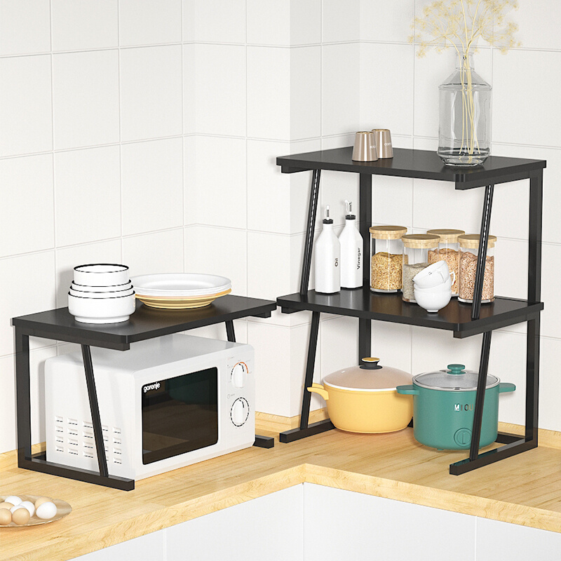 厨房置物架微波炉架子烤箱收纳家用双层台面桌面放置架锅具收纳架 - 图0