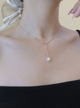 小众设计感简约珍珠项链202w4年新款女轻奢时尚气质百搭锁骨链颈
