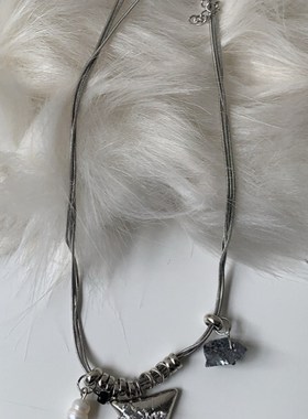 多层叠戴项链g简约  小众设计感三角形吊坠项链潮中性日韩百搭配