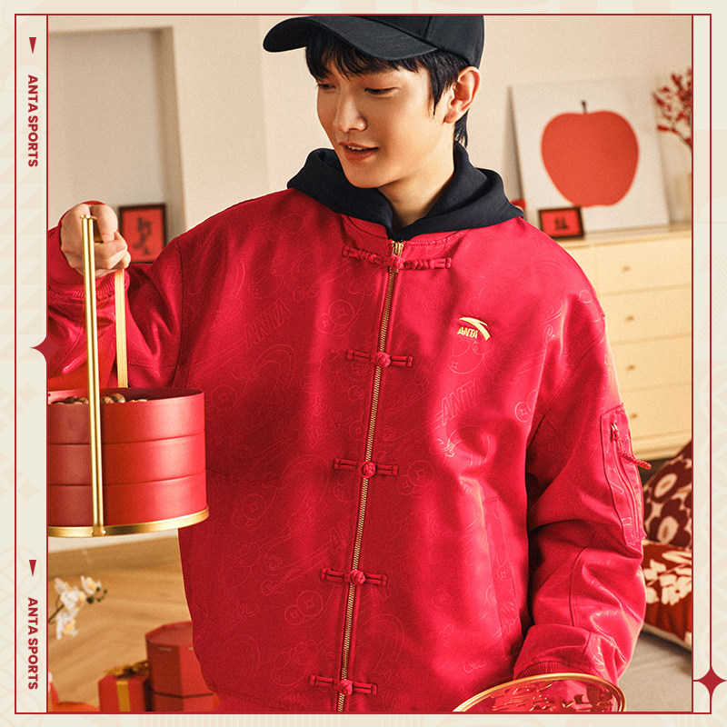 安踏好事发生丨鸿运当头梭织夹克男士新年红色外套上衣 152518615,淘宝优惠券,粉丝福利购,淘宝优惠卷