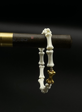 猛犸象牙雕刻骨头手串隔珠925古法银镀金文玩手链饰品编绳DIY配饰