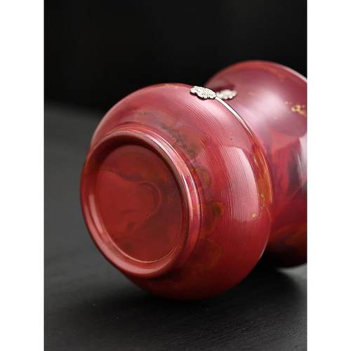 紫铜建水小号茶室家用茶渣缸茶水缸茶具配件手工覆古茶道功夫茶具 - 图3