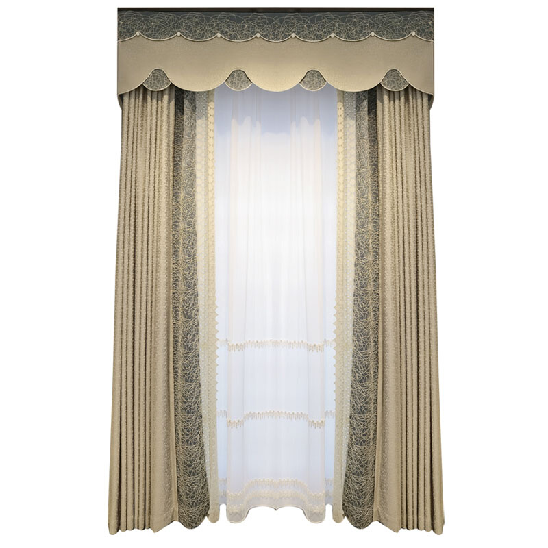 美式客厅窗帘现代轻奢风米灰色遮光窗帘飘窗落地窗帘定制 夏洛蒂 - 图3