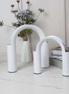 现代简约创意烤漆铁艺花器餐桌客厅书房家居软装饰品电视柜摆件