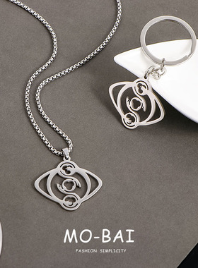 福禄寿三星项链钛钢不掉色小众设计感个性嘻哈镂空吊坠潮流挂件