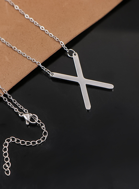 易烊千玺同款X项链女锁骨链男小众设计ins冷淡风简约百搭吊坠项坠
