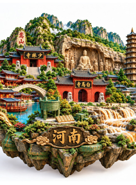 【河南冰箱贴】复古少林寺白马寺嵩山石窟大佛青铜鼎旅游文创磁贴