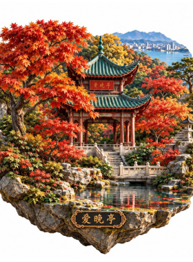 【湖南长沙爱晚亭冰箱贴】岳麓山中国四大名亭之一文创磁贴纪念品