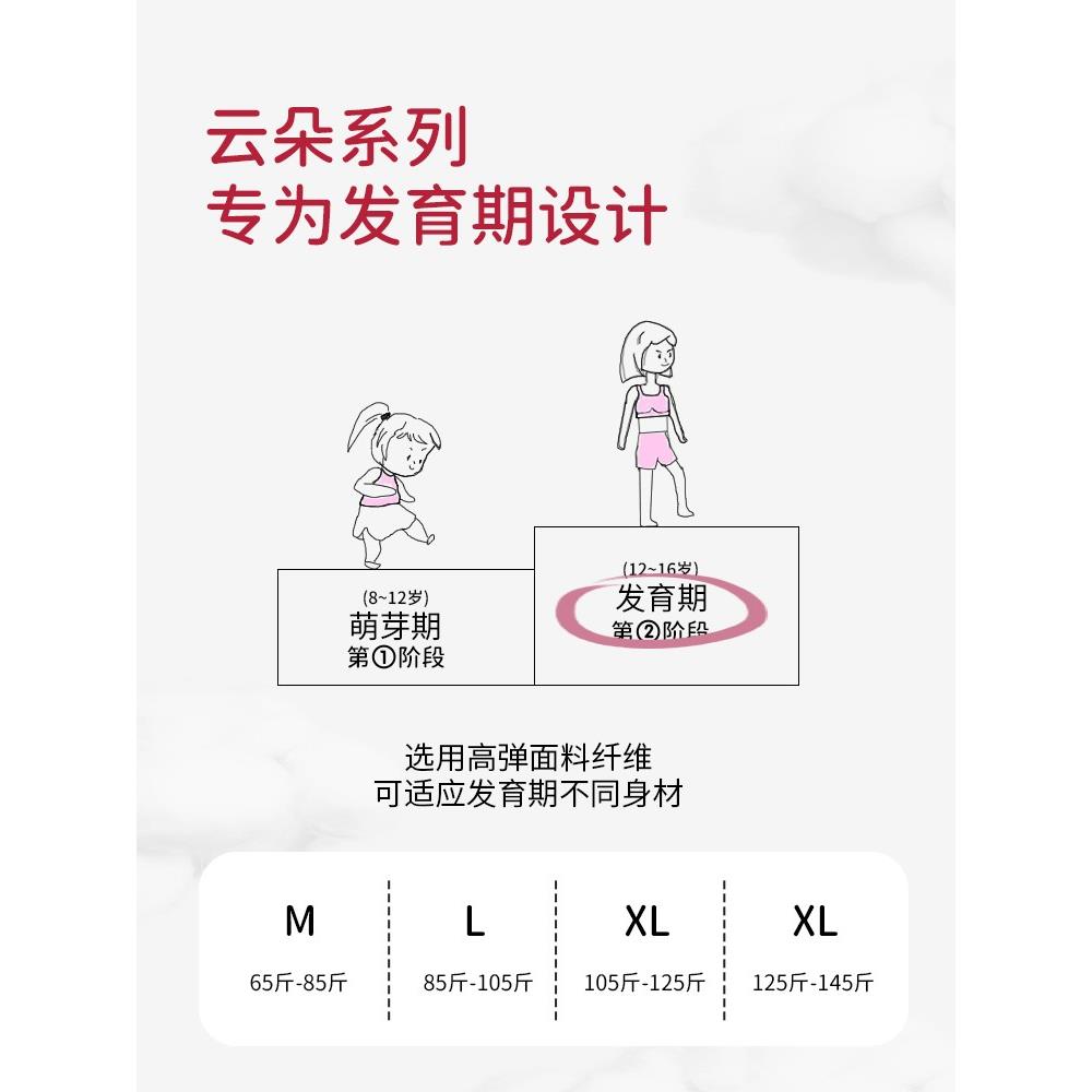 少女发育期红色内衣内裤礼盒文胸套装女童本命年12-16岁二阶背心-图3