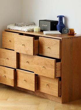 严选卧室衣物收纳柜床尾柜北欧实木斗柜家用靠墙储物柜客厅玄关九