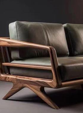 新中式黑胡桃木实木沙发新款现代简约轻奢大小户型客厅罗汉床贵妃