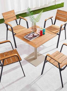 户外桌椅塑木休闲庭院阳台桌椅室外简约休闲露台防腐庭院户外桌椅