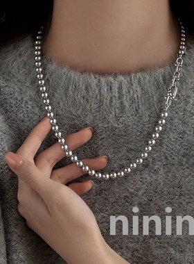 ninina高级马蹄扣珍珠锁骨链