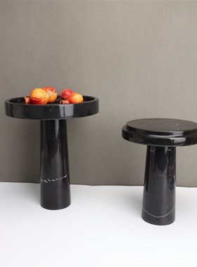 北欧轻奢大理石高脚首饰盘果盘蛋糕盘摆件客厅饭厅家居装饰品摆盘