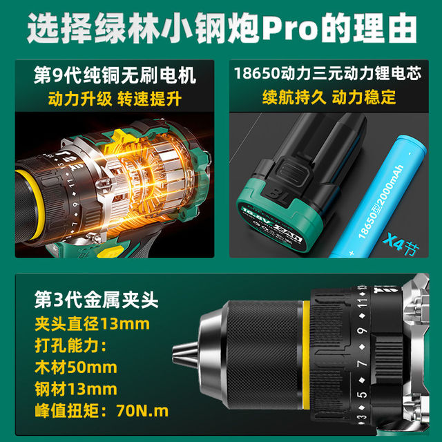 Green Forest Big Cannon Brushless Impact Flash Drill