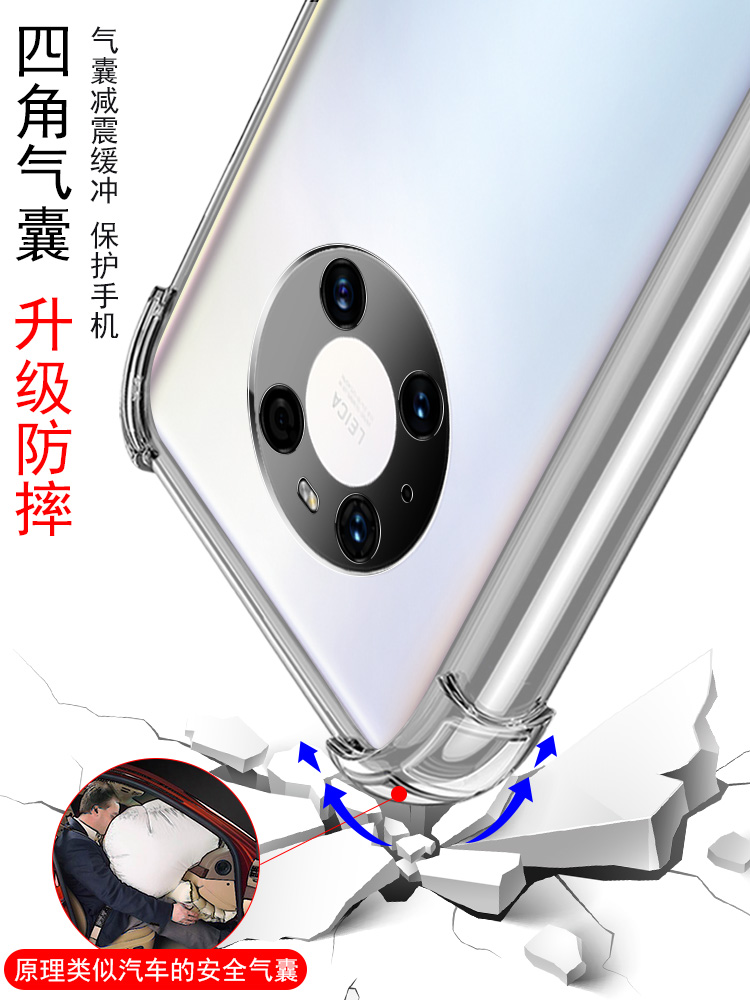 华为mate40pro手机壳透明mate40气囊40pro+防摔全包镜头meta保护壳met外壳软壳mt40e硅胶por保时捷版rs新品 - 图0