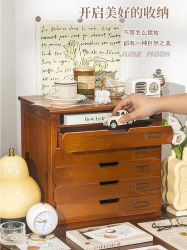 木制抽屉式收纳架桌面面膜文件收纳箱售票台A4文件帐户整理柜 - 图0