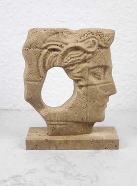 酒店会所大理石雕塑头像屏风摆件