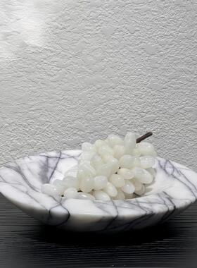 大理石材高脚创意蘑菇果盘装饰盘