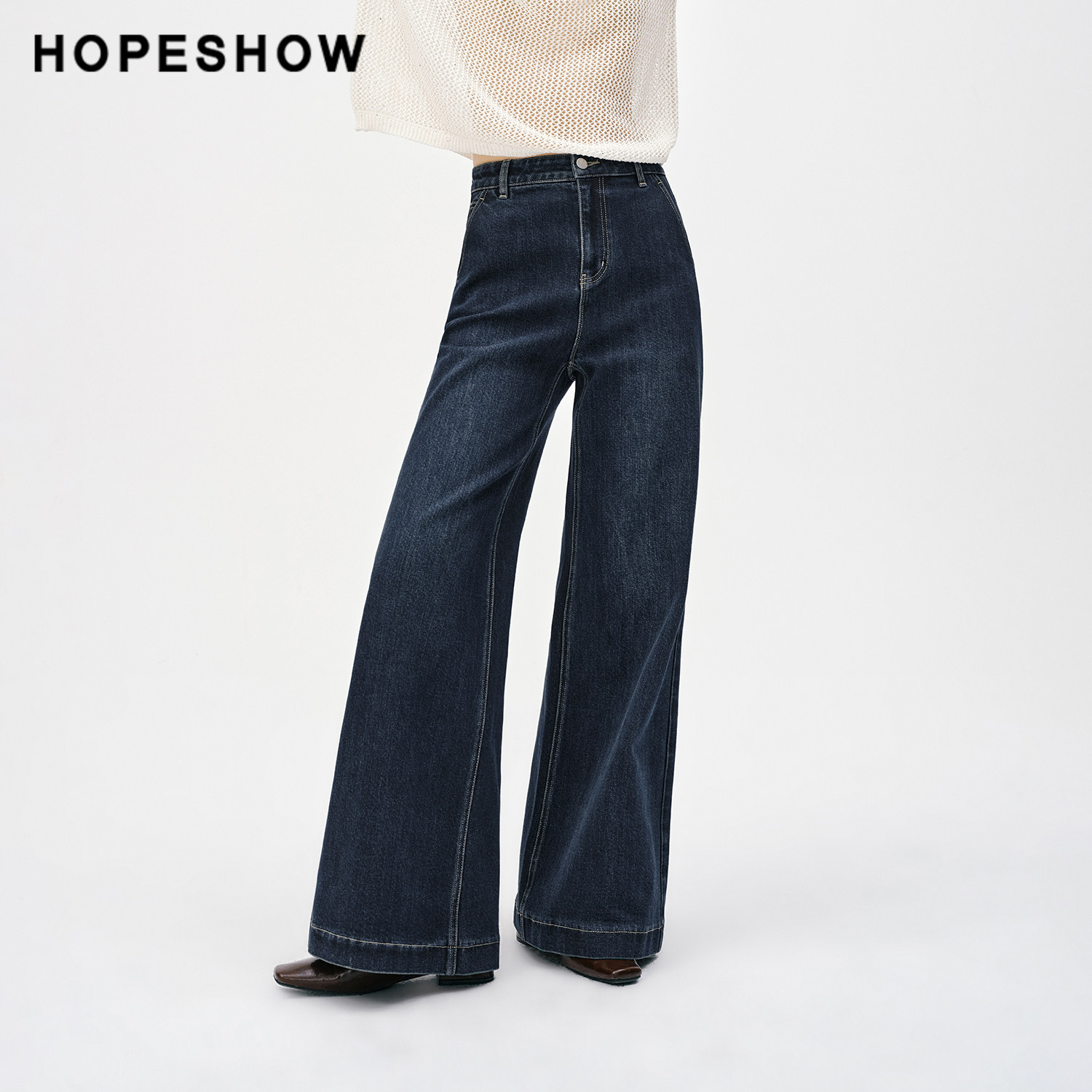 【会员专享】红袖2026春新款女装复古水洗做旧拼接阔腿牛仔长裤,淘宝优惠券,粉丝福利购,淘宝优惠卷